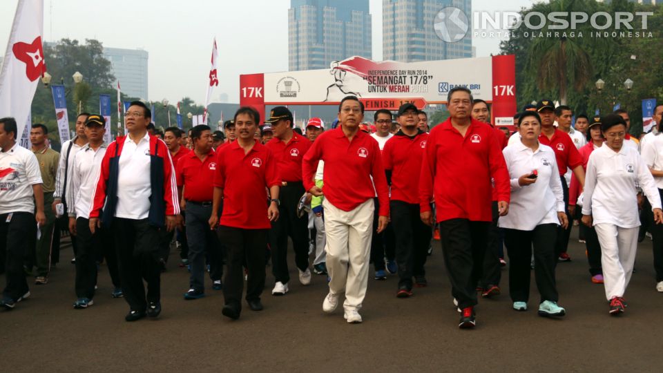 Presiden Republik Indonesia, Susilo Bambang Yudhoyono, beserta rombongan menghadiri Independence Day Run 2014, Minggu (31/08/14). Copyright: &copy; Ratno Prasetyo/INDOSPORT